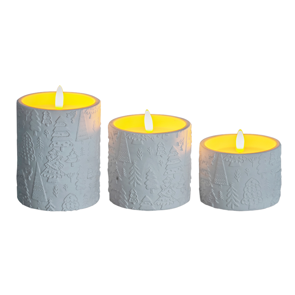 LED Sustainable 3D Electronic Cement-Look Design Cilinder Candle