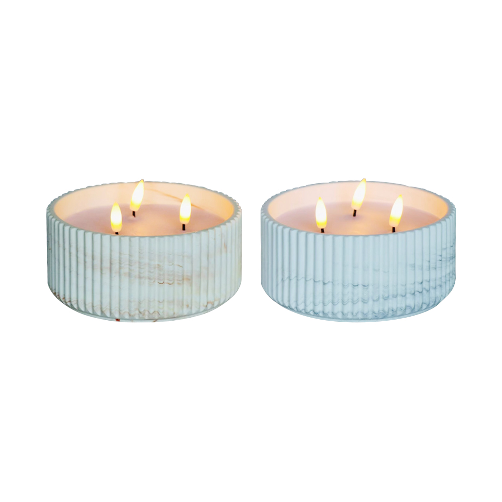 LED Cement 3d Wick Candle met hard streepoppervlak
