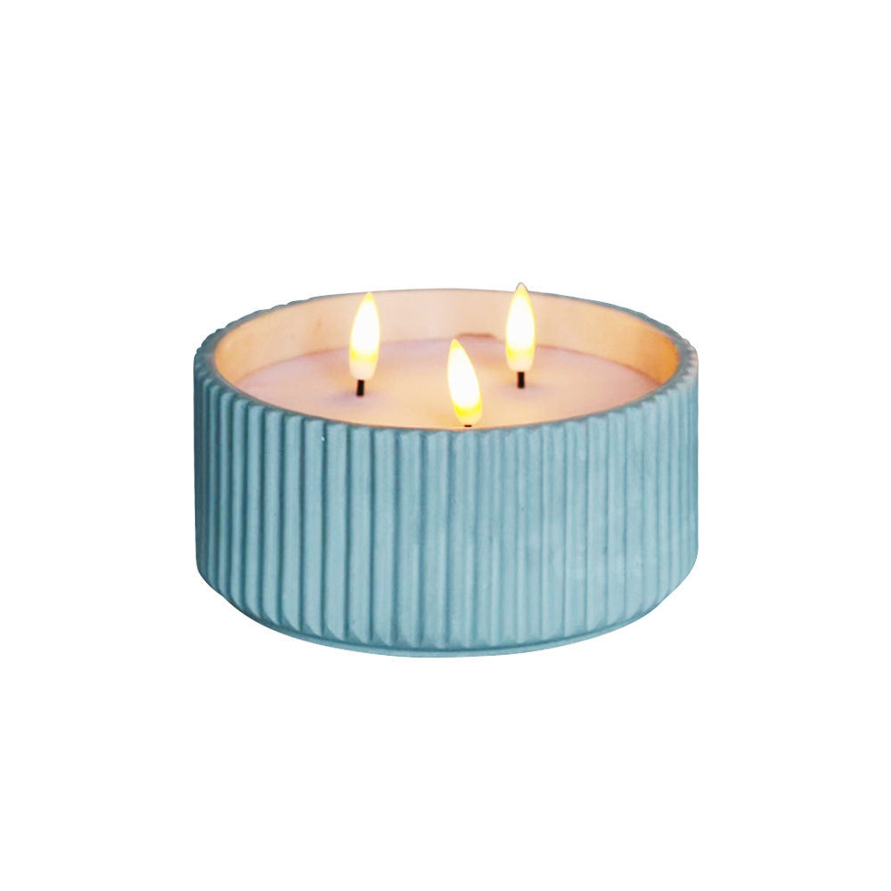 LED Cement 3d Wick Candle met hard streepoppervlak