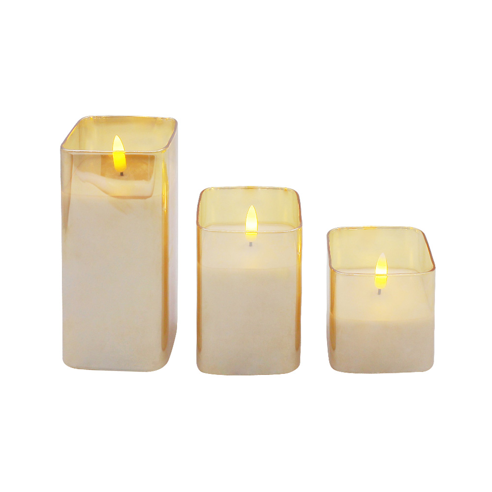 Glazen buis 3d lick led pilaar kaarslamp